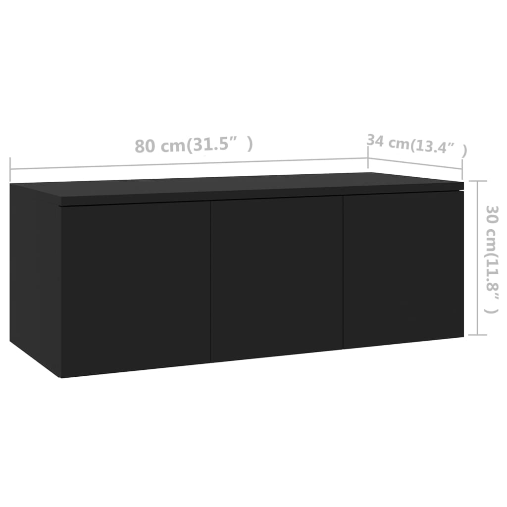 fekete szerelt fa TV-szekrény 80 x 34 x 30 cm