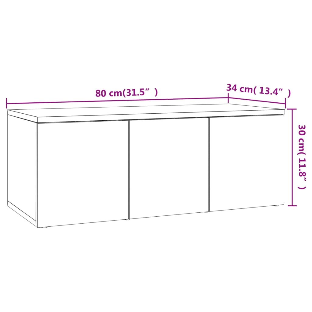 betonszürke szerelt fa TV-szekrény 80 x 34 x 30 cm