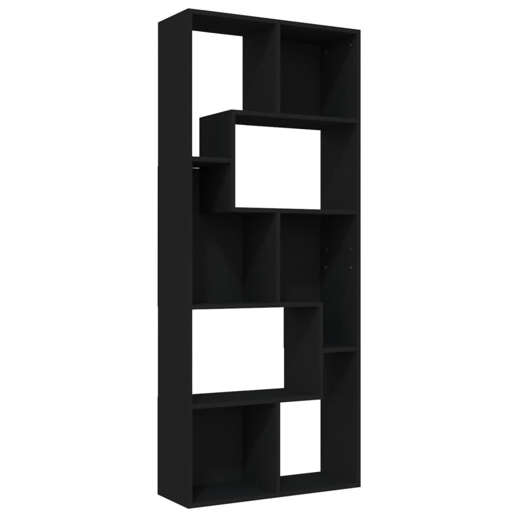 fekete szerelt fa könyvszekrény 67 x 24 x 161 cm
