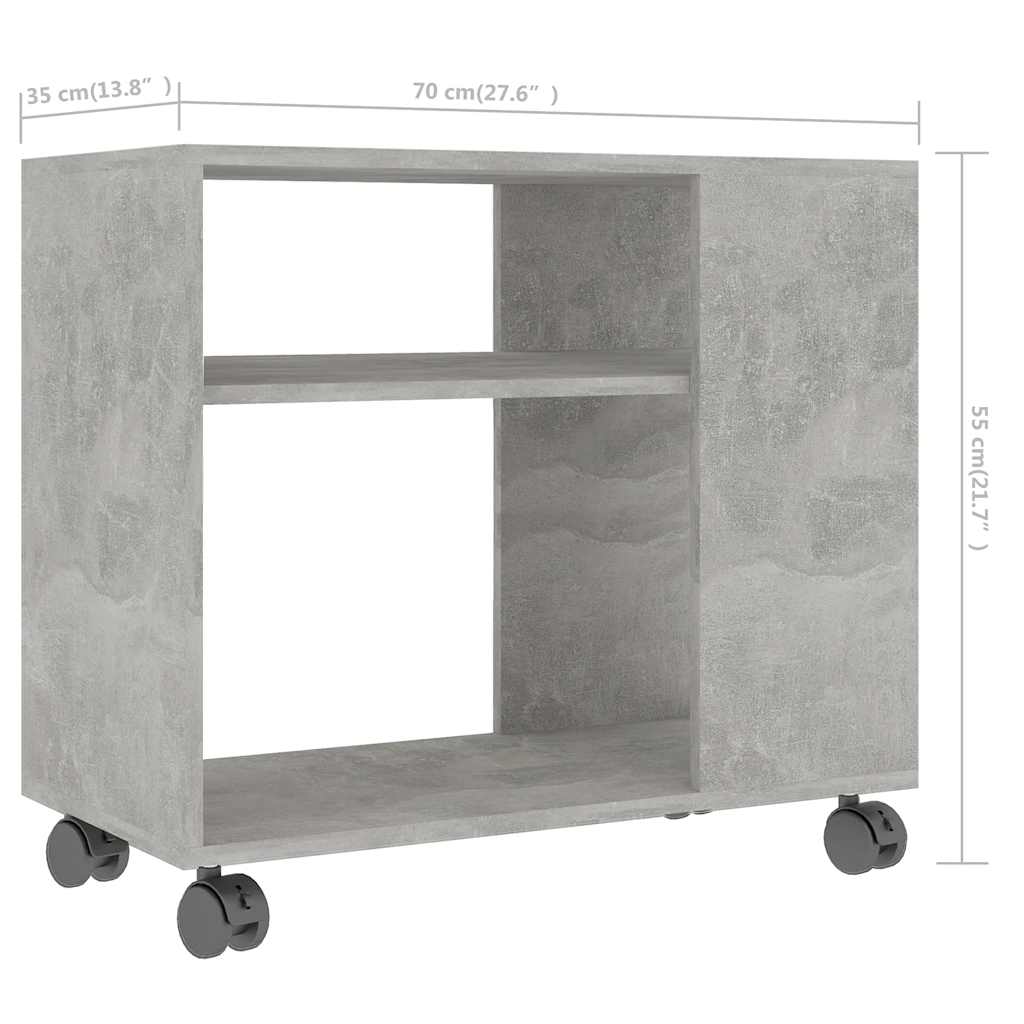 betonszürke szerelt fa kisasztal 70 x 35 x 55 cm