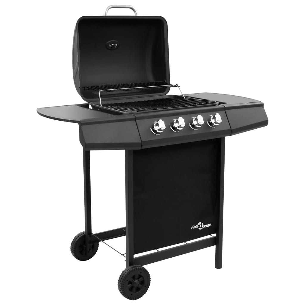 fekete gáz grillsütő 4 égővel