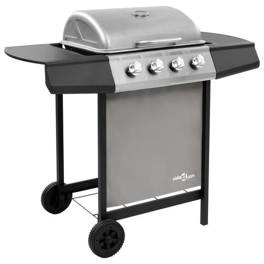 fekete és ezüst gáz grillsütő 4 égővel