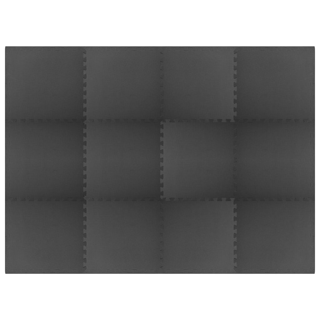 12 db fekete EVA habszivacs padlószőnyeg 4,32 ㎡