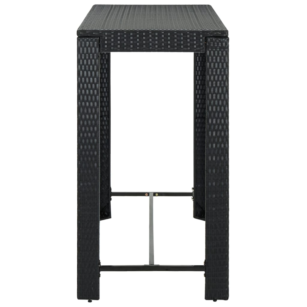 fekete polyrattan kerti bárasztal 140,5 x 60,5 x 110,5 cm