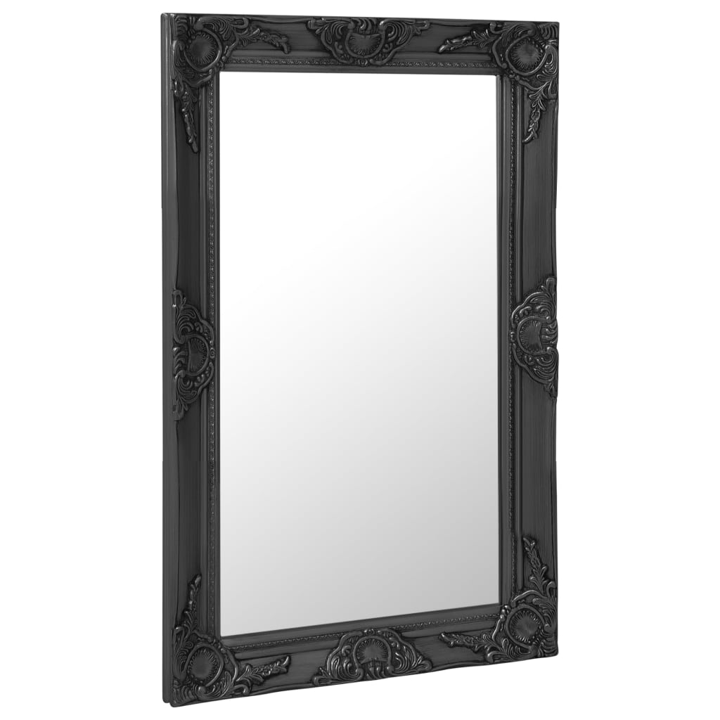 fekete barokk stílusú fali tükör 50 x 80 cm