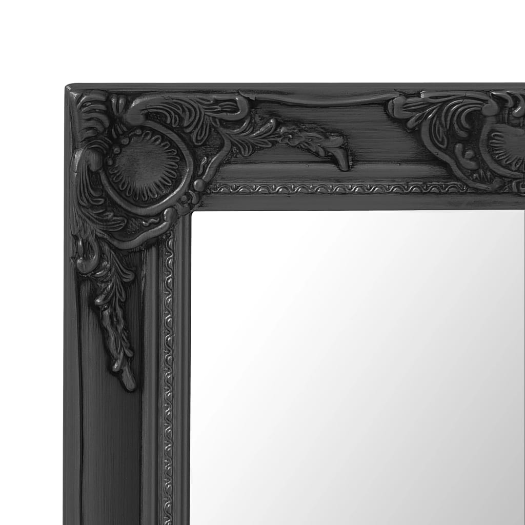 fekete barokk stílusú fali tükör 50 x 80 cm