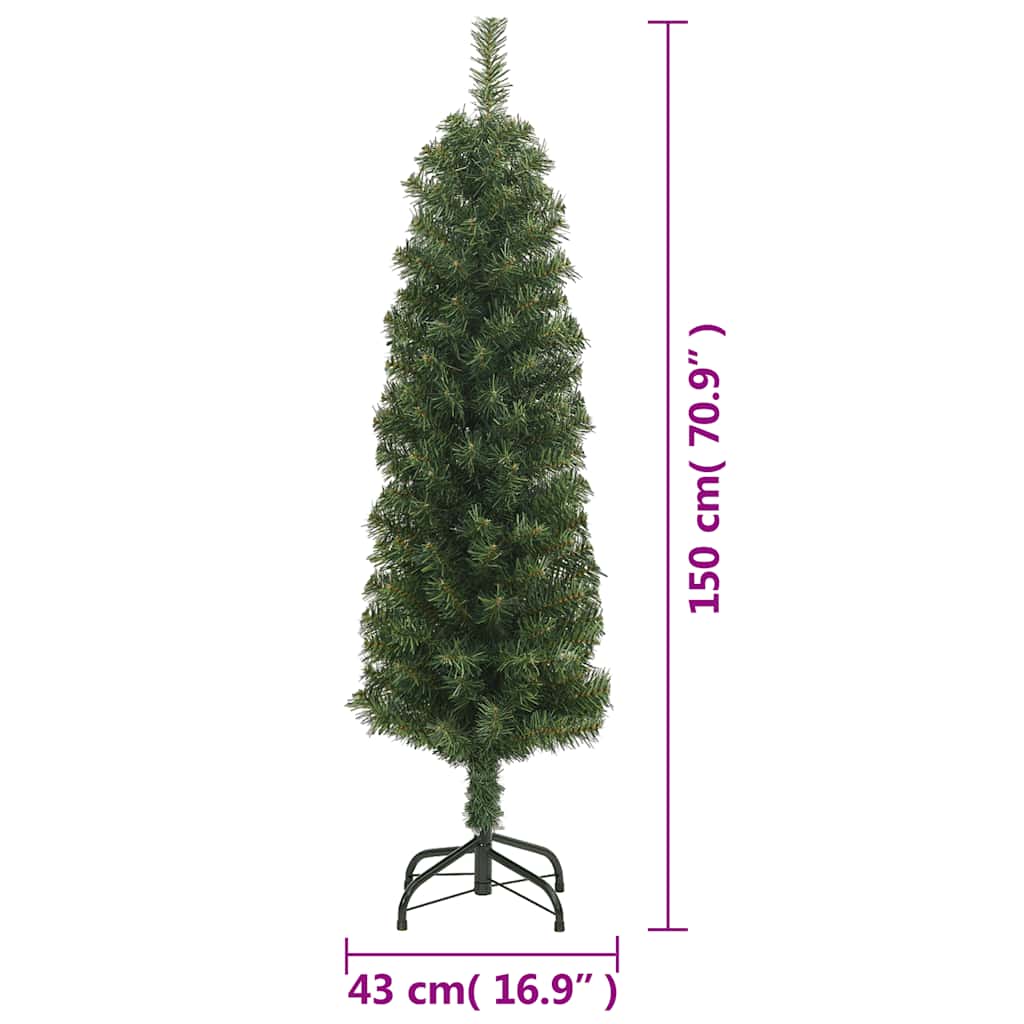 zöld PVC vékony műkarácsonyfa állvánnyal 150 cm