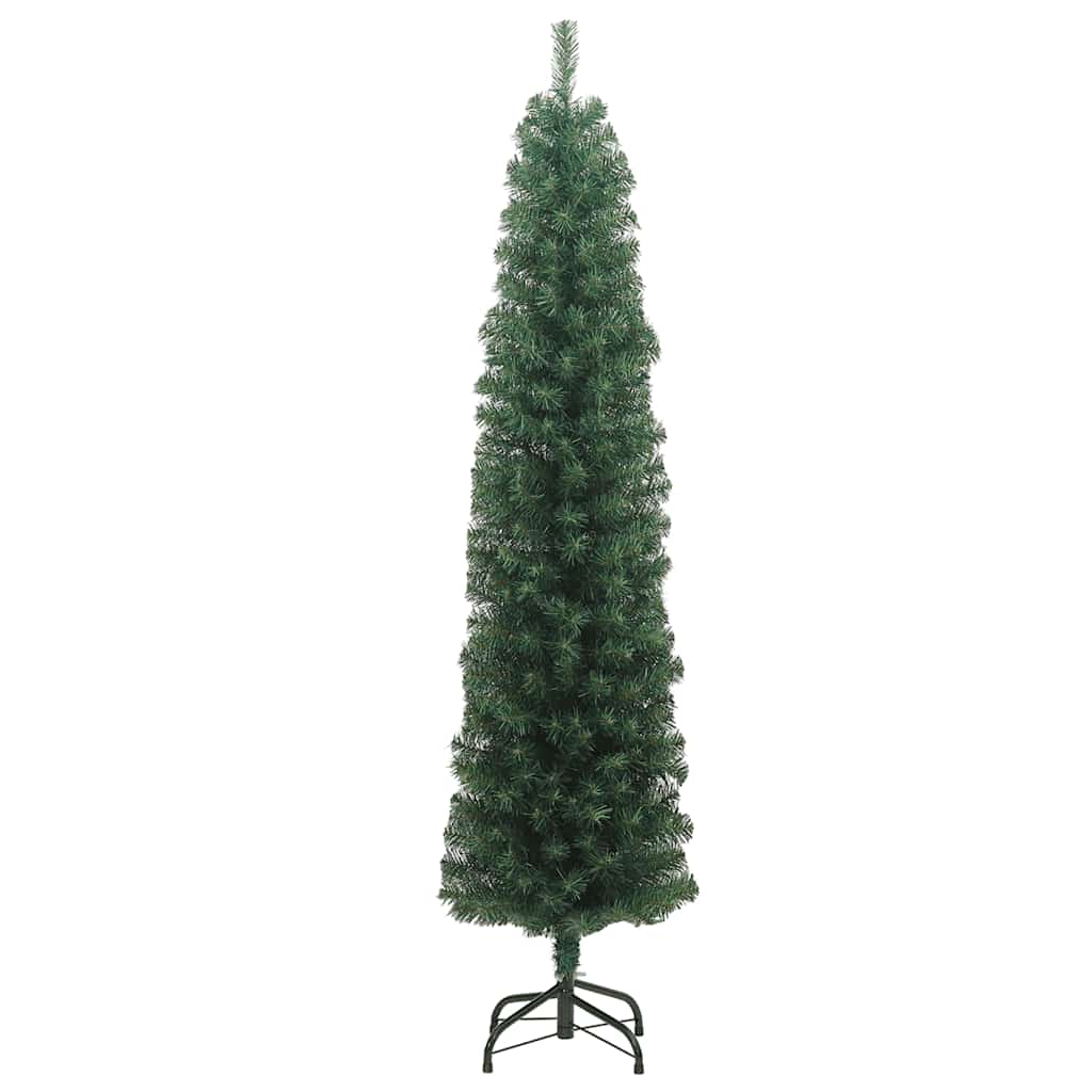 zöld PVC vékony műkarácsonyfa állvánnyal 210 cm