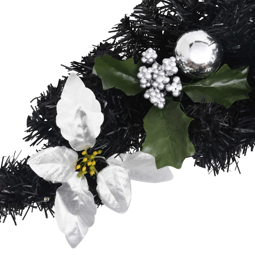 fekete PVC karácsonyi boltív LED-lámpákkal 90 cm