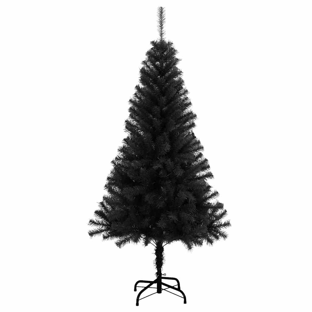 fekete PVC műkarácsonyfa állvánnyal 150 cm