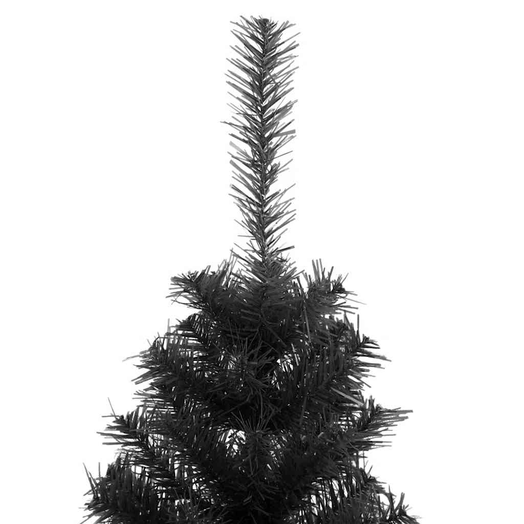 fekete PVC műkarácsonyfa állvánnyal 150 cm