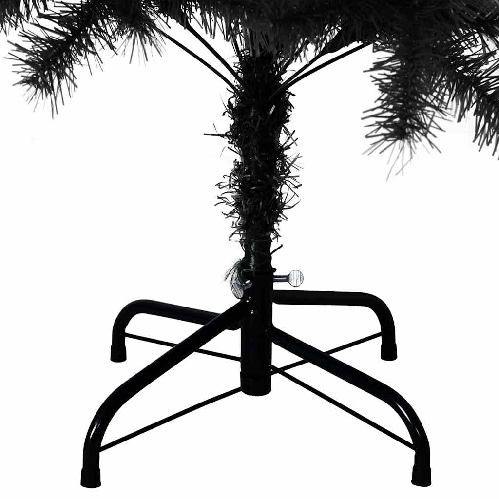 fekete PVC műkarácsonyfa állvánnyal 150 cm