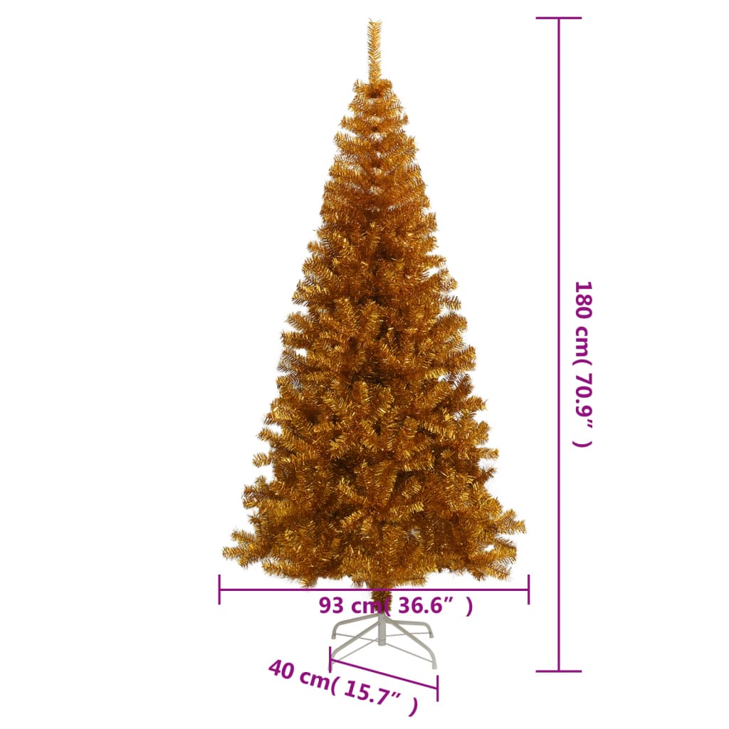 aranyszínű PET műkarácsonyfa állvánnyal 180 cm