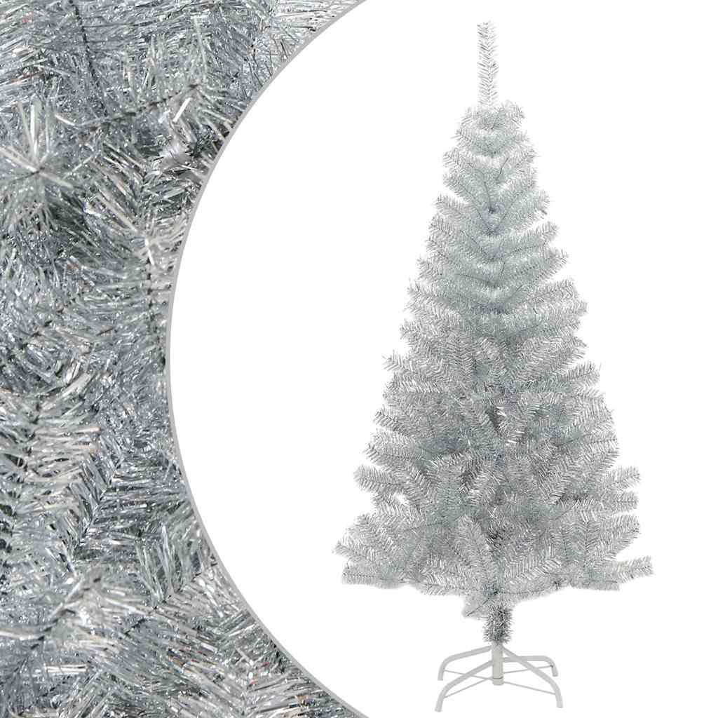 ezüstszínű PET műkarácsonyfa állvánnyal 150 cm