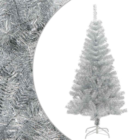 ezüstszínű PET műkarácsonyfa állvánnyal 150 cm