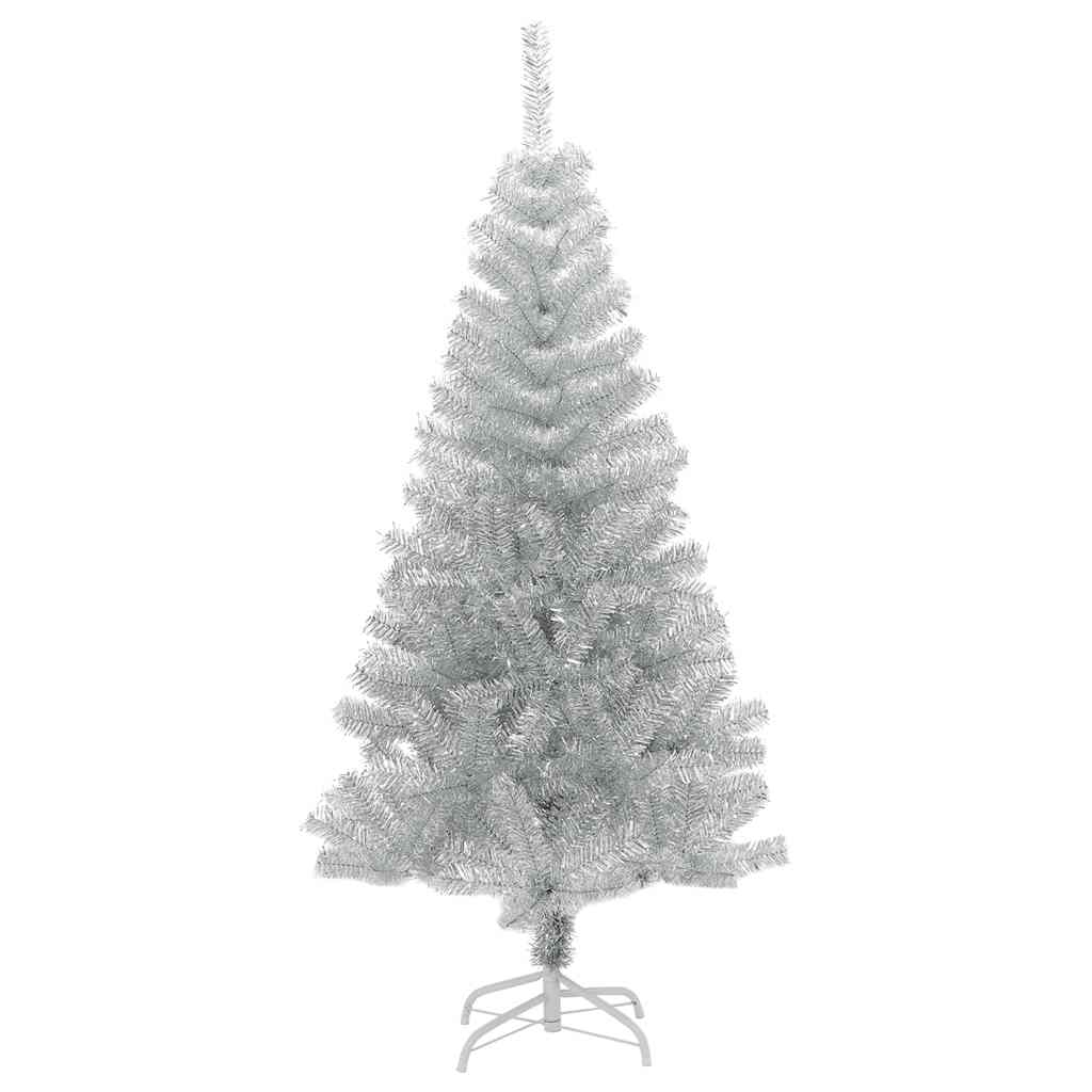 ezüstszínű PET műkarácsonyfa állvánnyal 150 cm