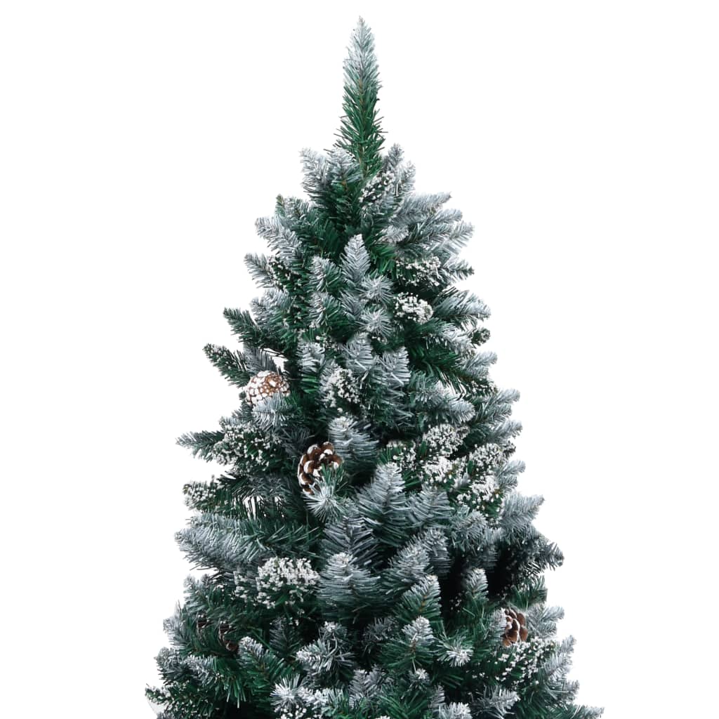 műkarácsonyfa fenyőtobozokkal és fehér hóval 150 cm