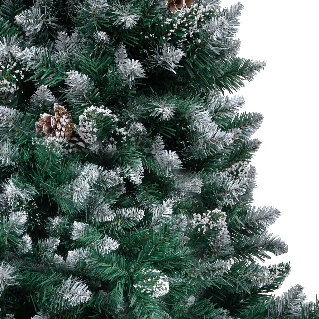 műkarácsonyfa fenyőtobozokkal és fehér hóval 150 cm