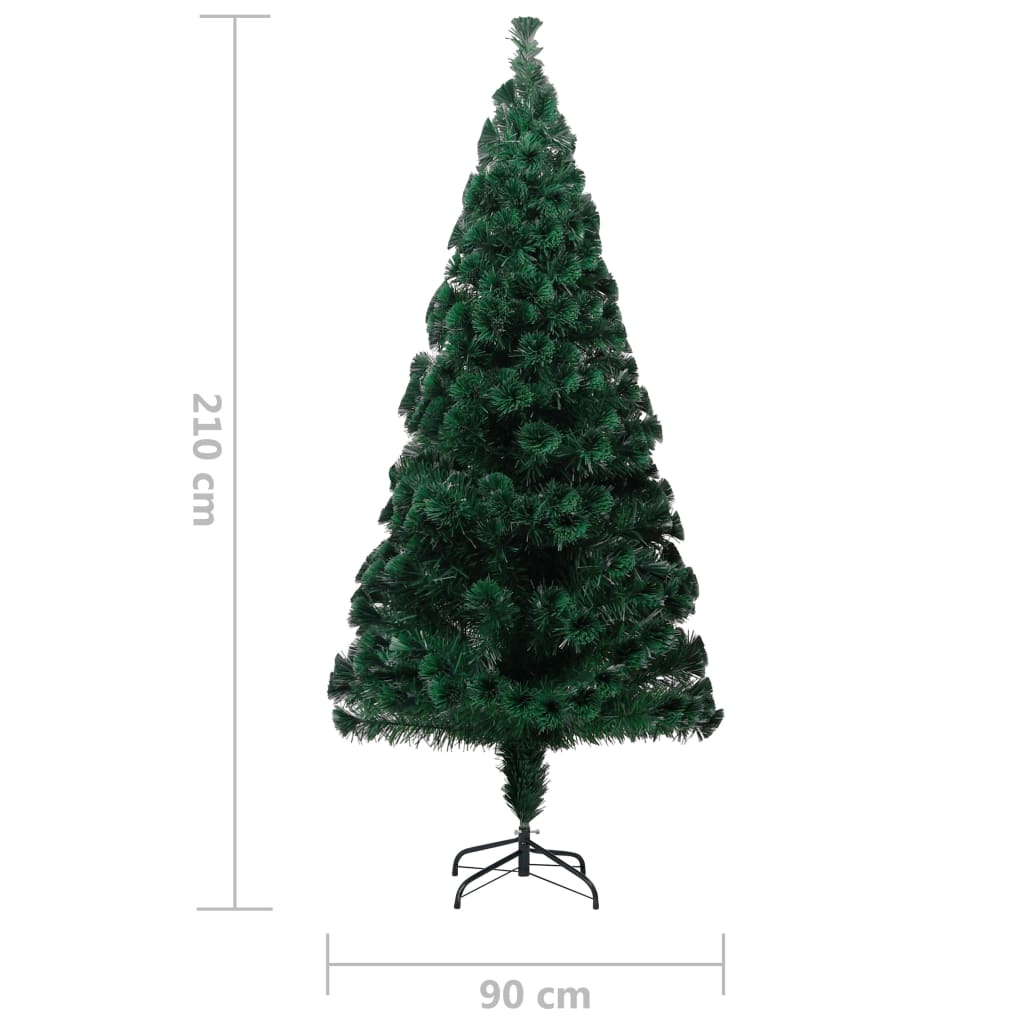 zöld száloptikás műkarácsonyfa állvánnyal 210 cm