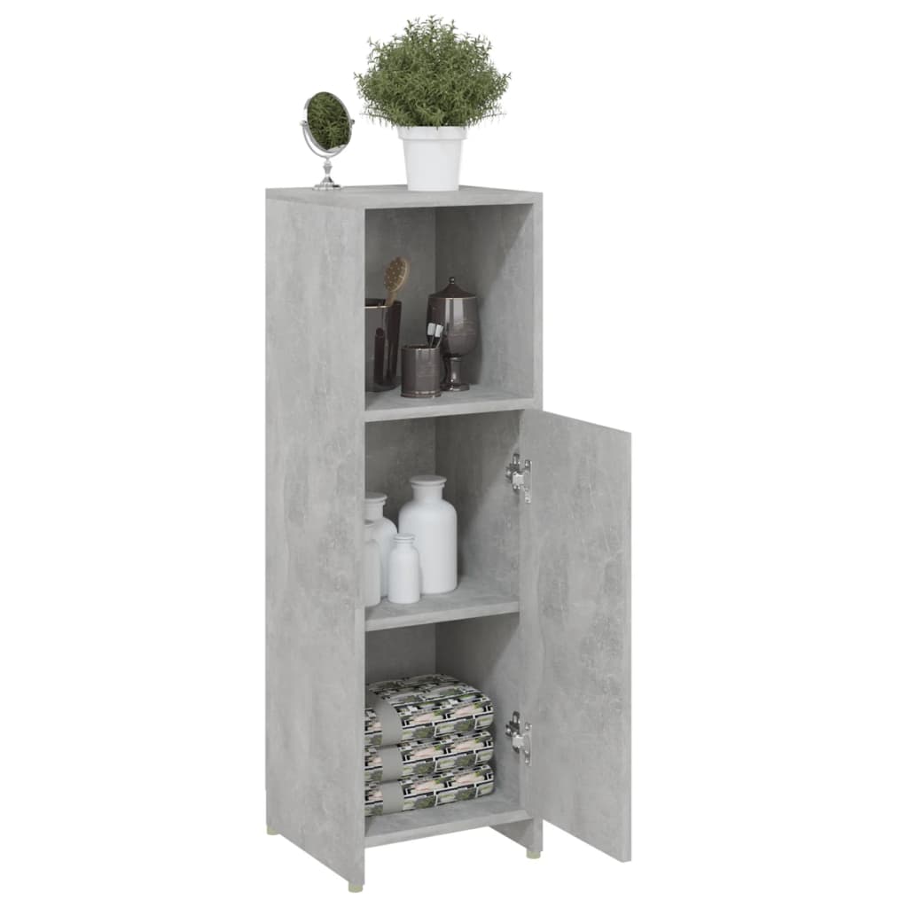 betonszürke szerelt fa fürdőszobaszekrény 30 x 30 x 95 cm