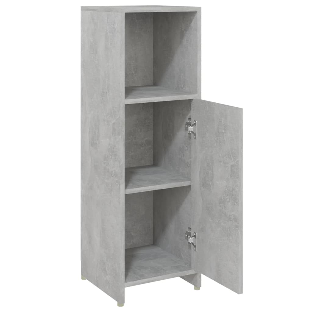 betonszürke szerelt fa fürdőszobaszekrény 30 x 30 x 95 cm