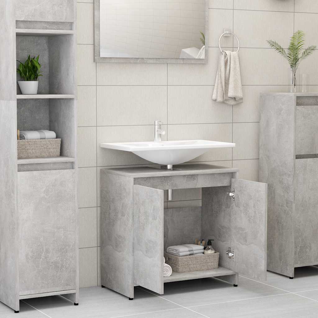 betonszürke szerelt fa fürdőszobaszekrény 60 x 33 x 61 cm