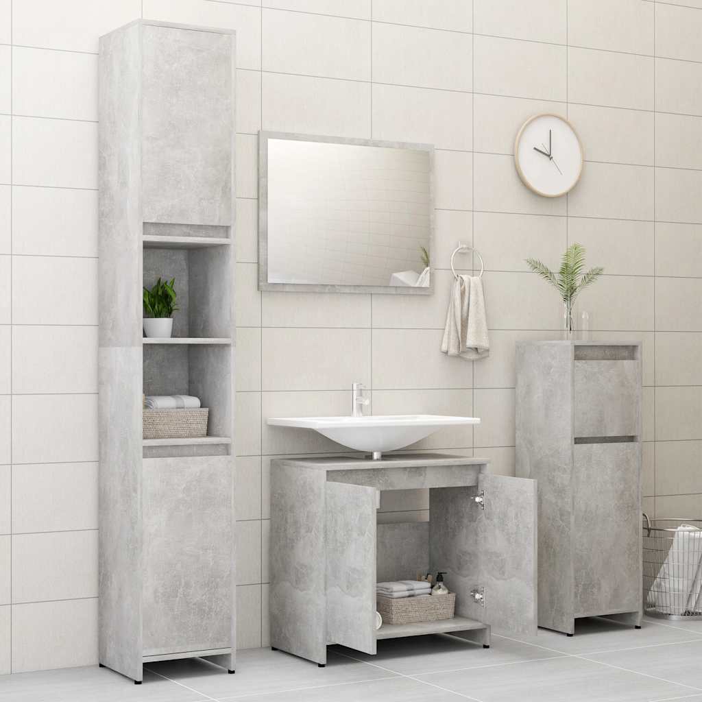betonszürke szerelt fa fürdőszobaszekrény 60 x 33 x 61 cm