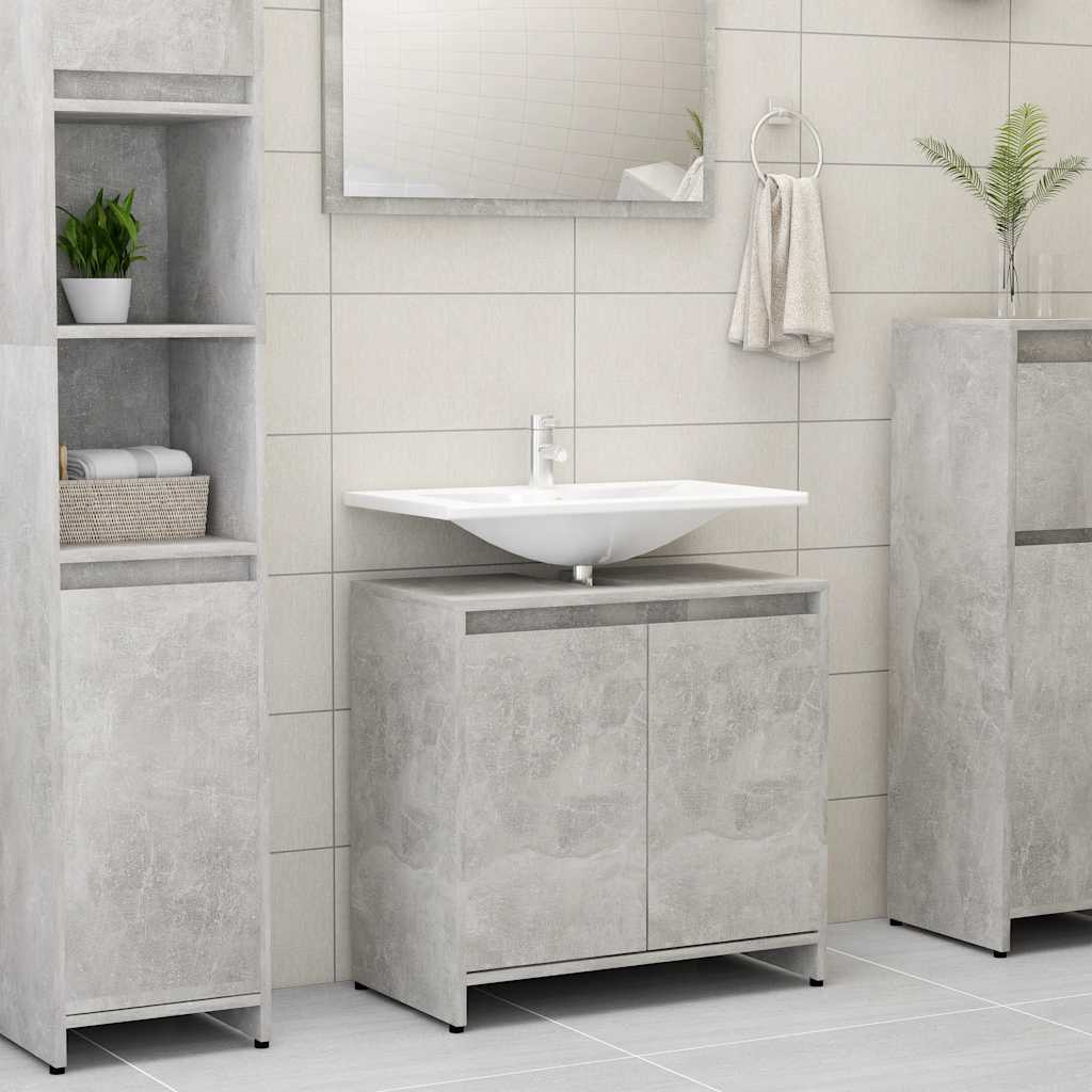 betonszürke szerelt fa fürdőszobaszekrény 60 x 33 x 61 cm