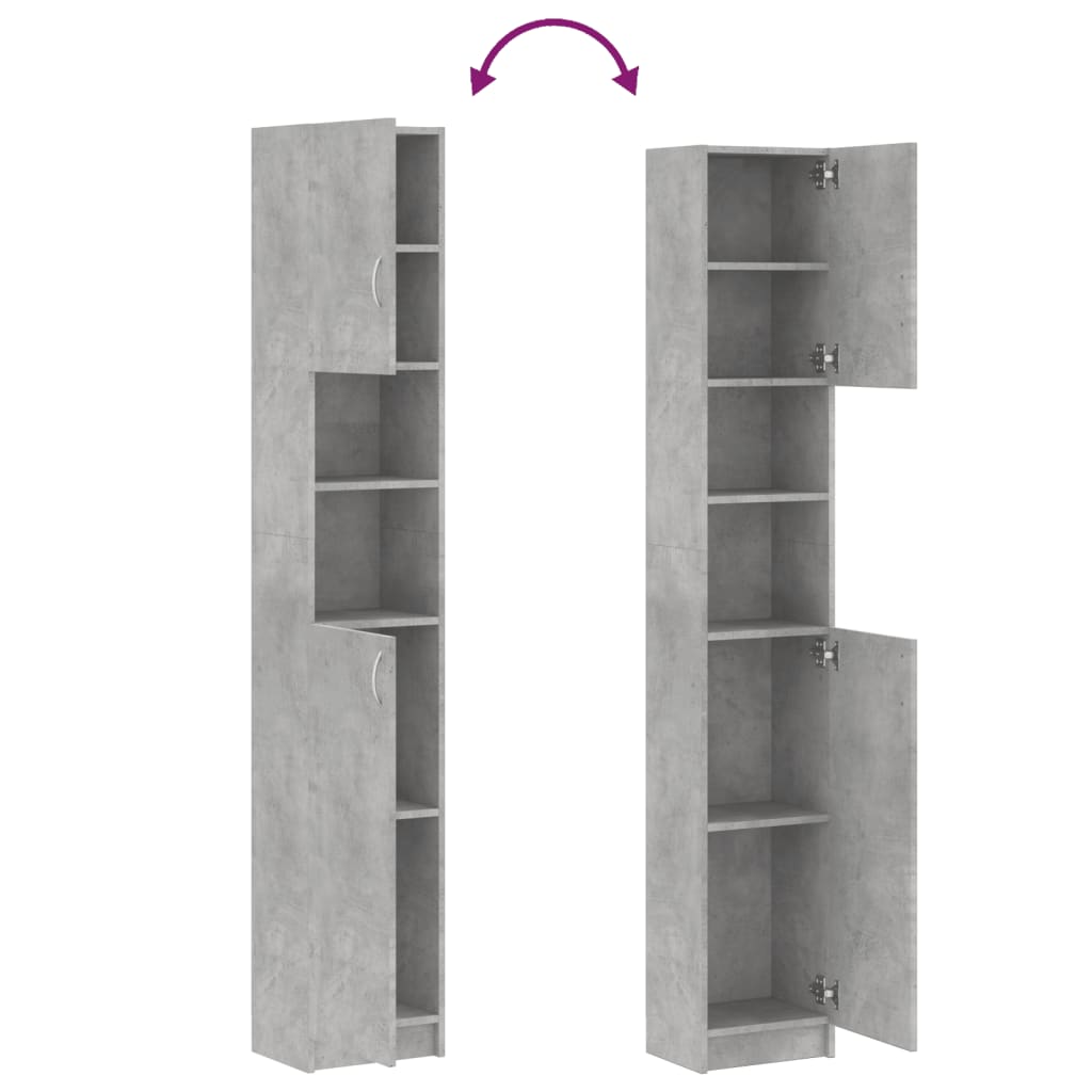 betonszürke szerelt fa fürdőszobaszekrény 32 x 25,5 x 190 cm