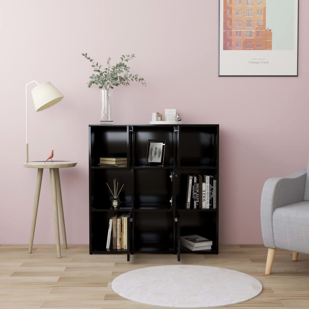 fekete szerelt fa könyvszekrény 90 x 30 x 90 cm