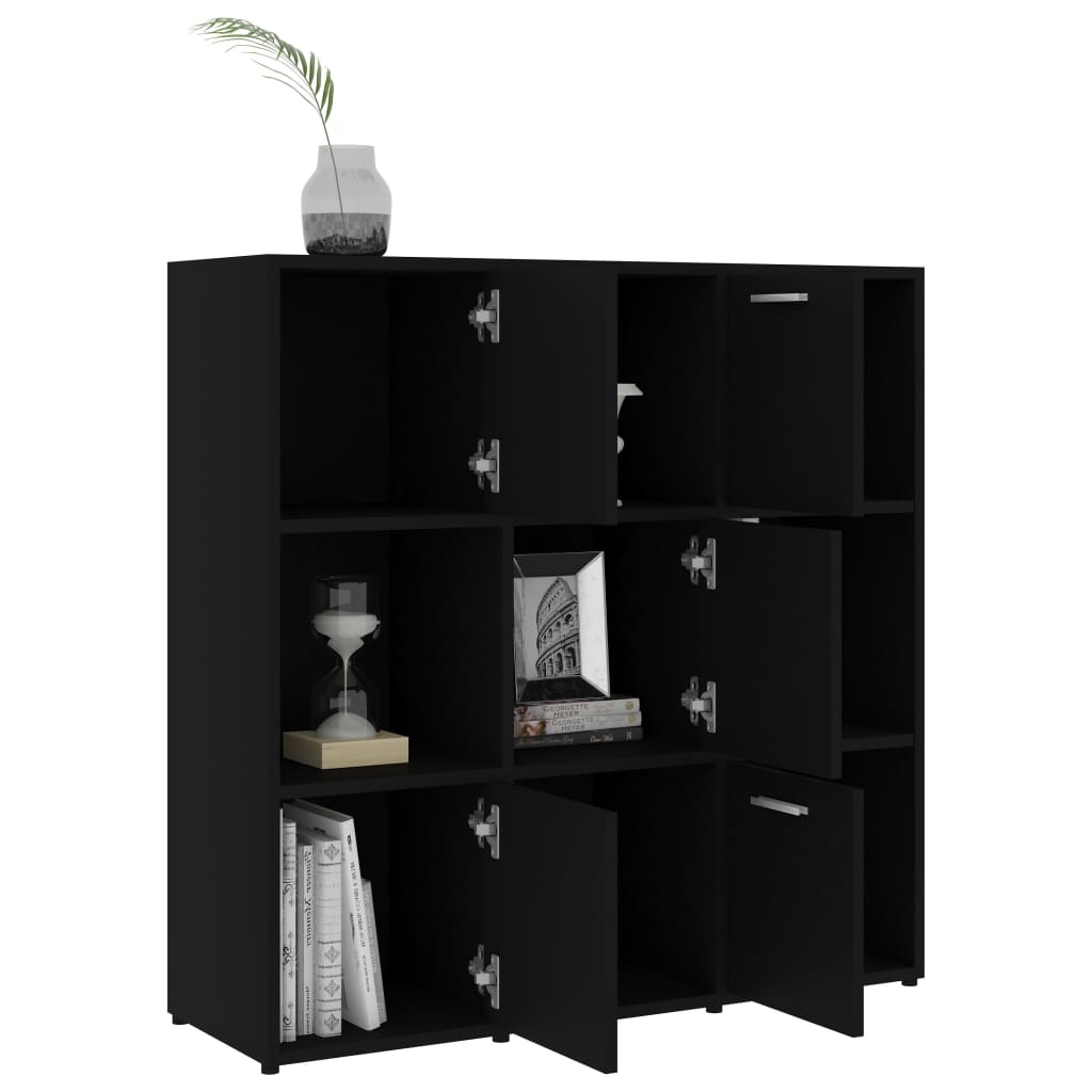 fekete szerelt fa könyvszekrény 90 x 30 x 90 cm