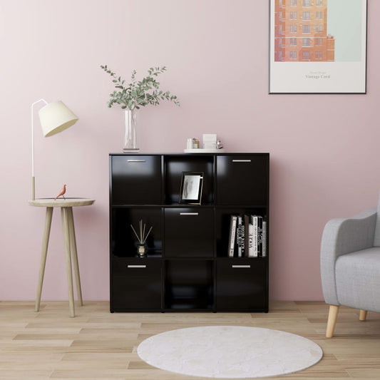 fekete szerelt fa könyvszekrény 90 x 30 x 90 cm