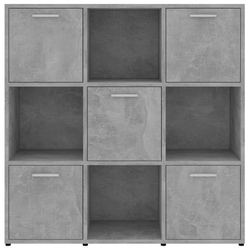 betonszürke szerelt fa könyvszekrény 90 x 30 x 90 cm