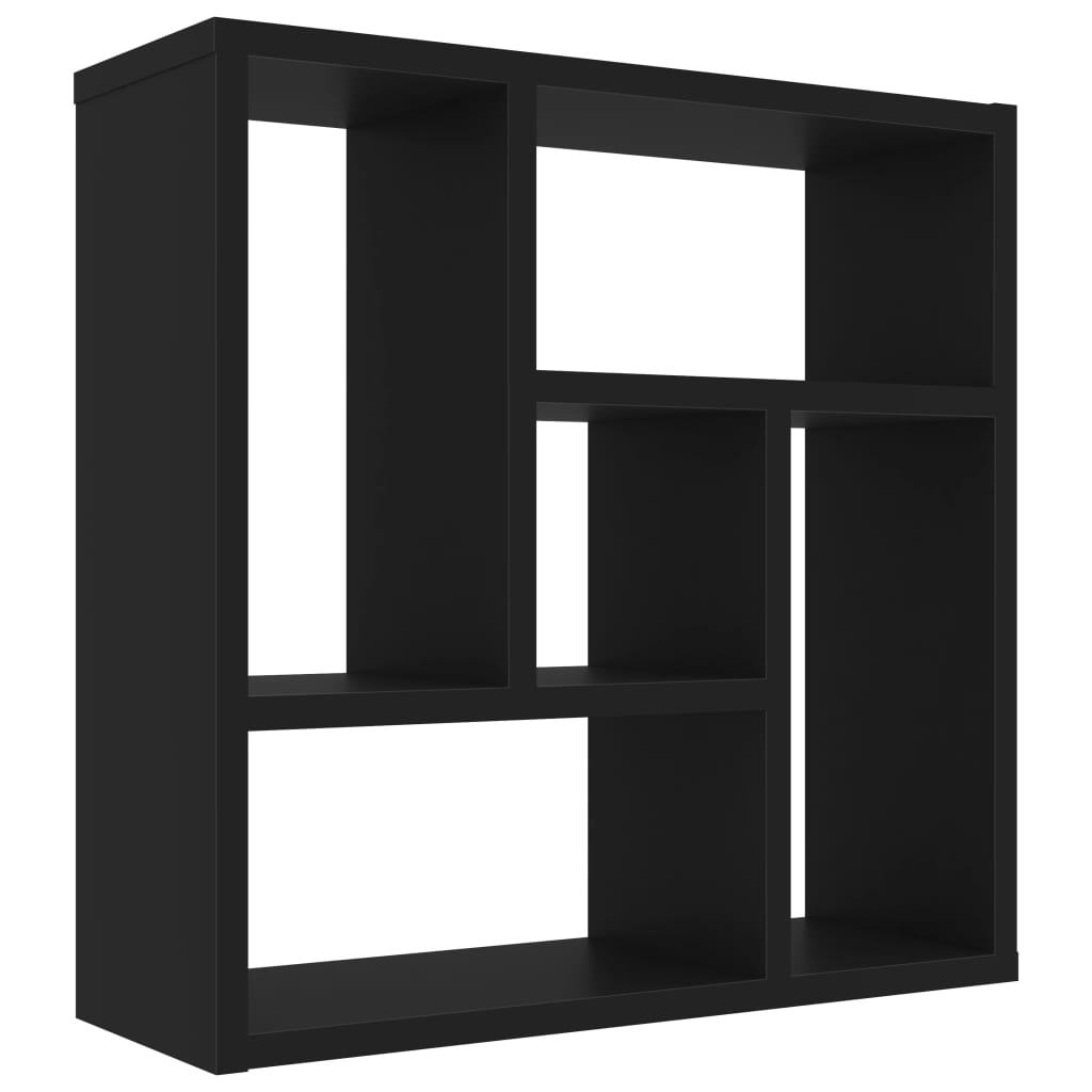 fekete szerelt fa fali polc 45,1 x 16 x 45,1 cm