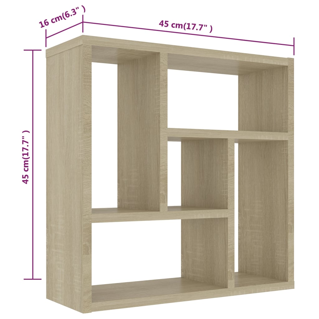 sonoma tölgy szerelt fa fali polc 45,1 x 16 x 45,1 cm