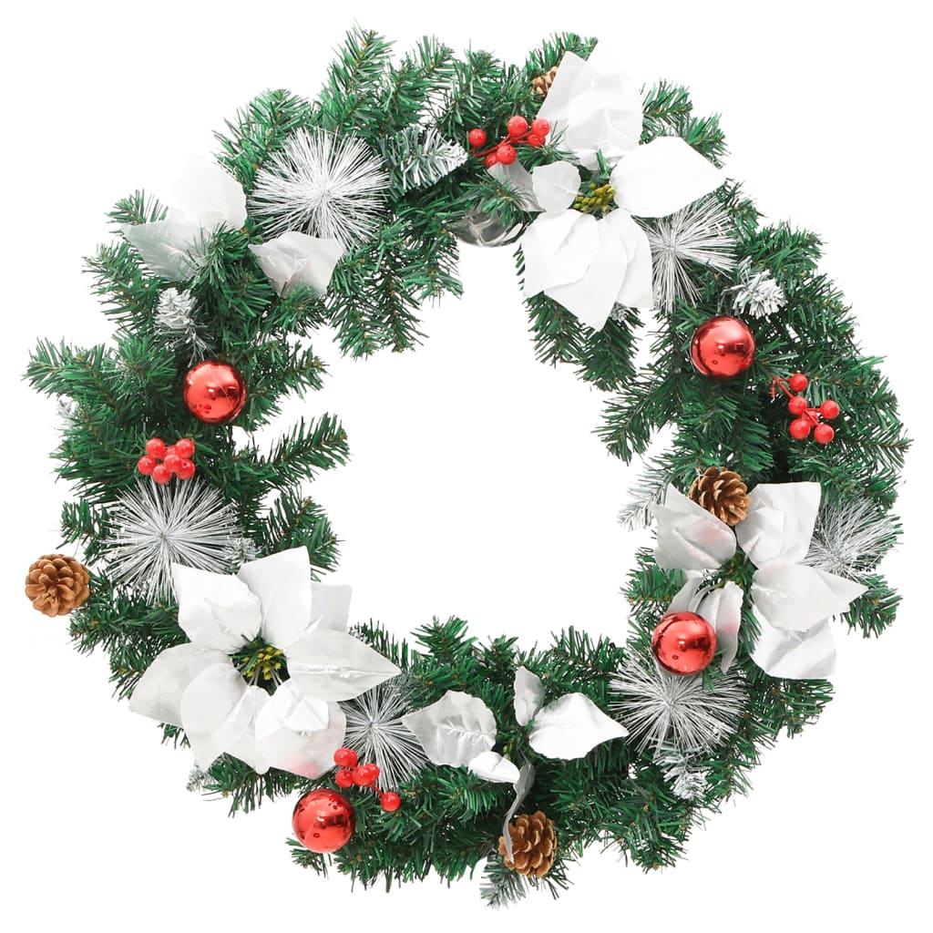 zöld PVC karácsonyi koszorú LED-ekkel 60 cm