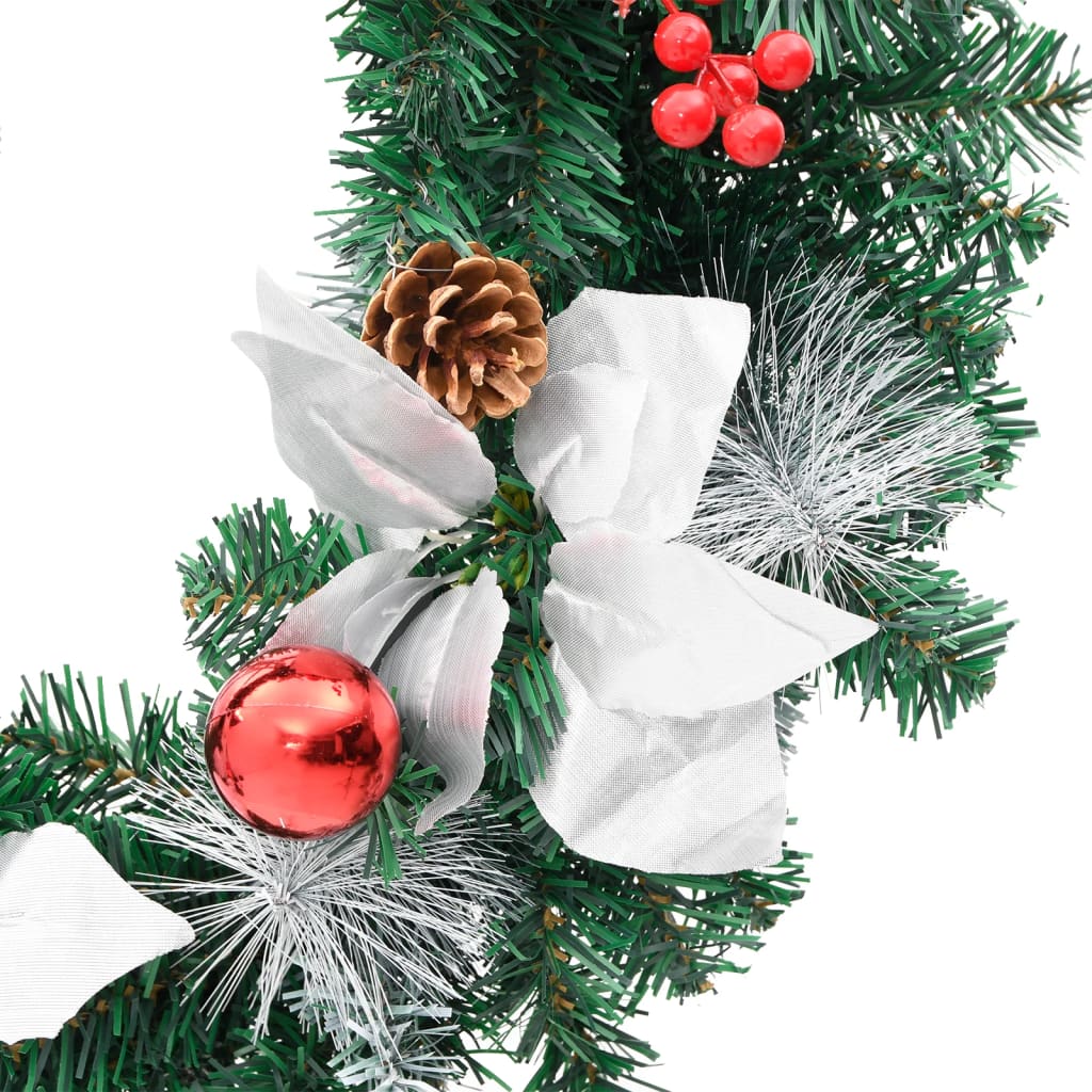 zöld PVC karácsonyi koszorú LED-ekkel 60 cm