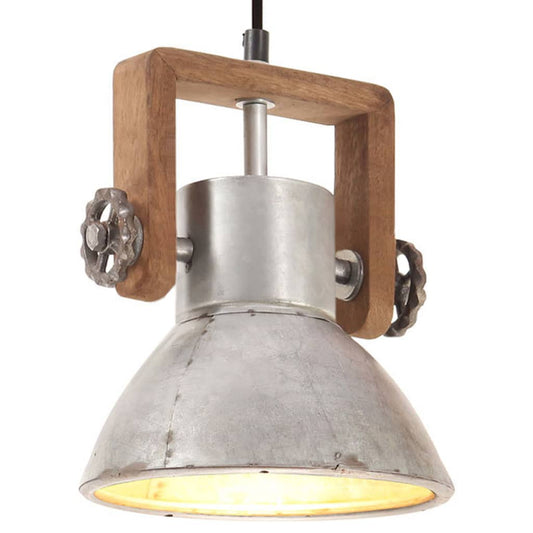 ezüstszínű kerek ipari függőlámpa 25 W 19 cm E27