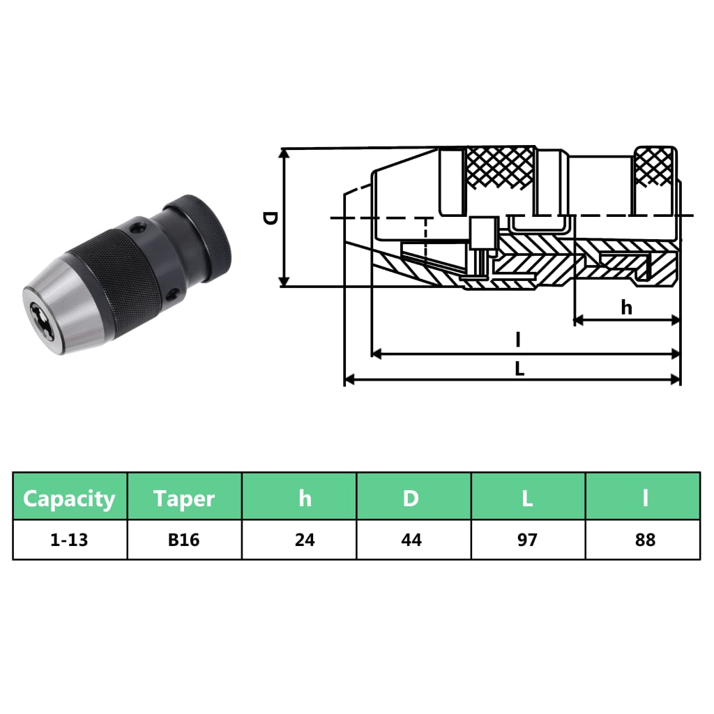 gyorsbefogó fúrótokmány MT2-B16 13 mm-es befogótartománnyal