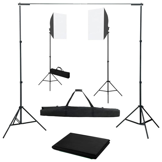 fotóstúdió-felszerelés softbox lámpákkal és háttérrel