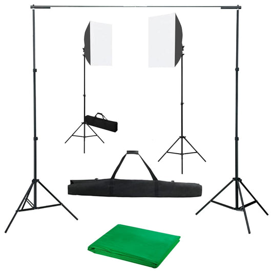 fotóstúdió-felszerelés softbox lámpákkal és háttérrel