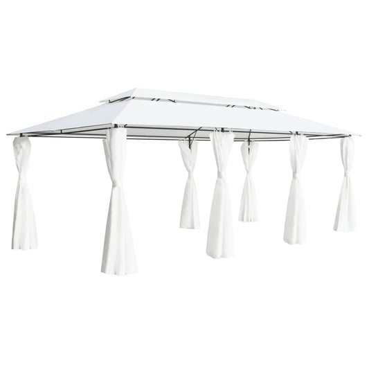 fehér pavilon függönyökkel 600 x 298 x 270 cm 180 g/m²