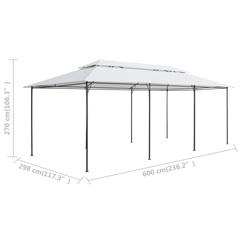 fehér pavilon függönyökkel 600 x 298 x 270 cm 180 g/m²