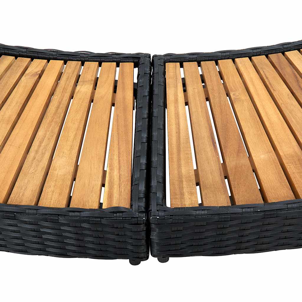 fekete polyrattan és akácfa pezsgőfürdőkeret
