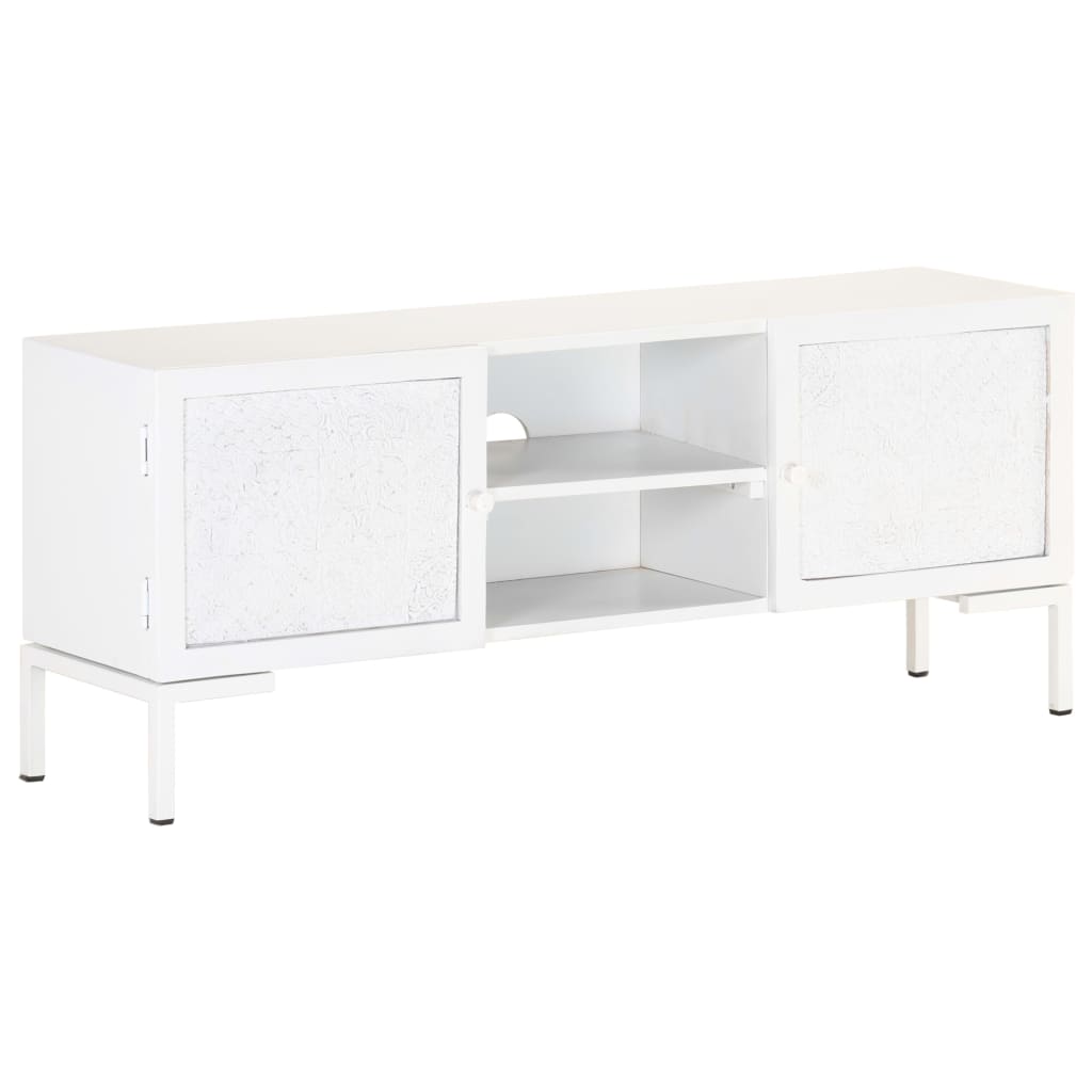fehér tömör mangófa TV-szekrény 115 x 30 x 46 cm