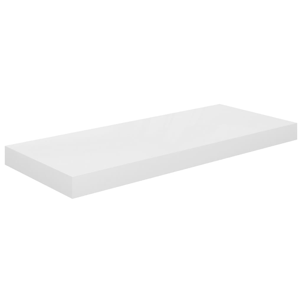 2 db magasfényű fehér MDF lebegő fali polc 60 x 23,5 x 3,8 cm