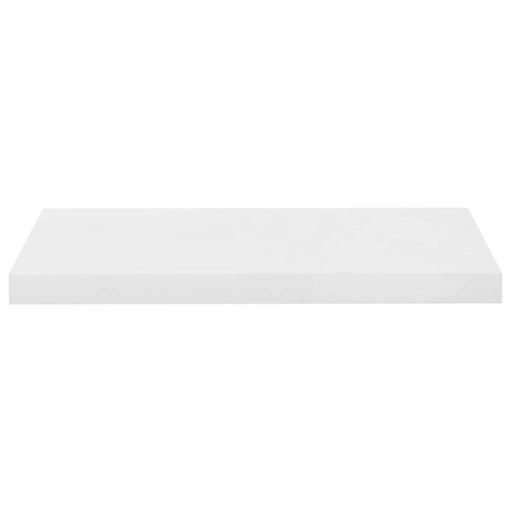 2 db magasfényű fehér MDF lebegő fali polc 60 x 23,5 x 3,8 cm