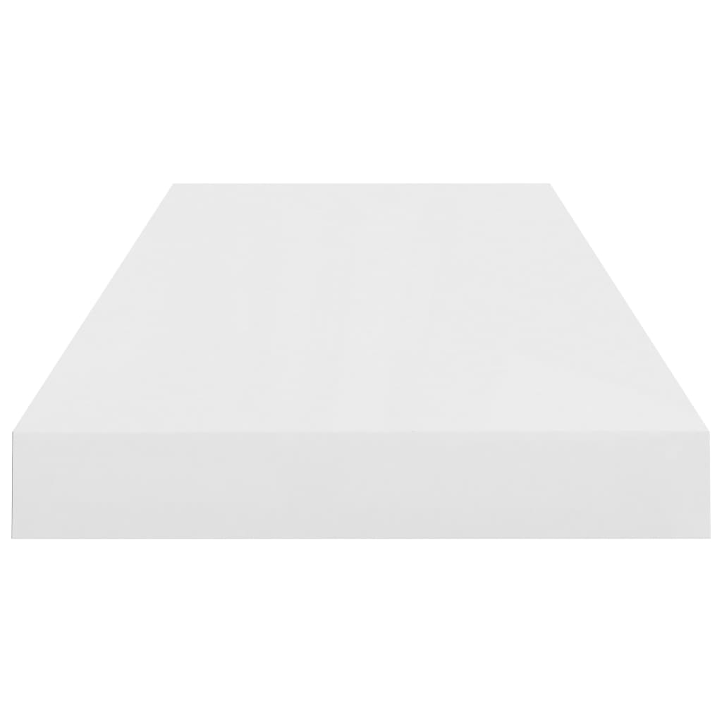 2 db magasfényű fehér MDF lebegő fali polc 60 x 23,5 x 3,8 cm
