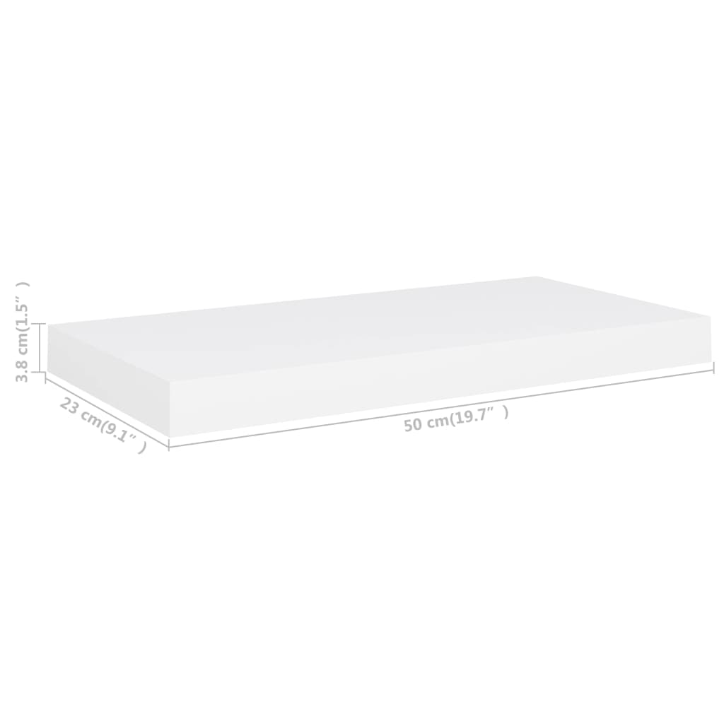 fehér MDF lebegő fali polc 50 x 23 x 3,8 cm