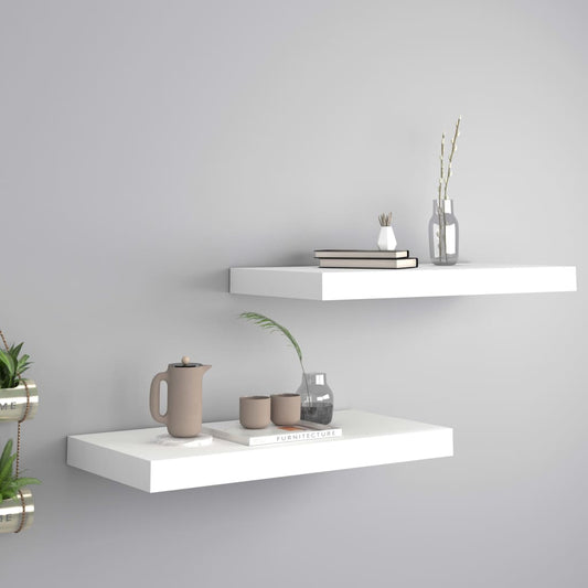 2 db fehér MDF lebegő fali polc 50 x 23 x 3,8 cm